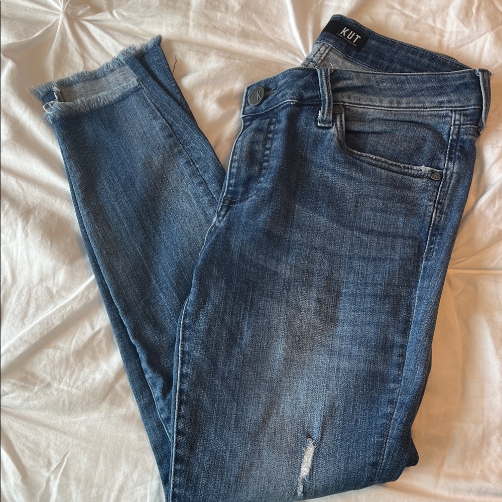 Kut from the Kloth Women's Distressed Blue Skinny Jeans